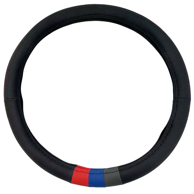 Steering Wheel Cover Leatherette Tricolore M-Sport Black With 3 Colors Medium 37-39cm