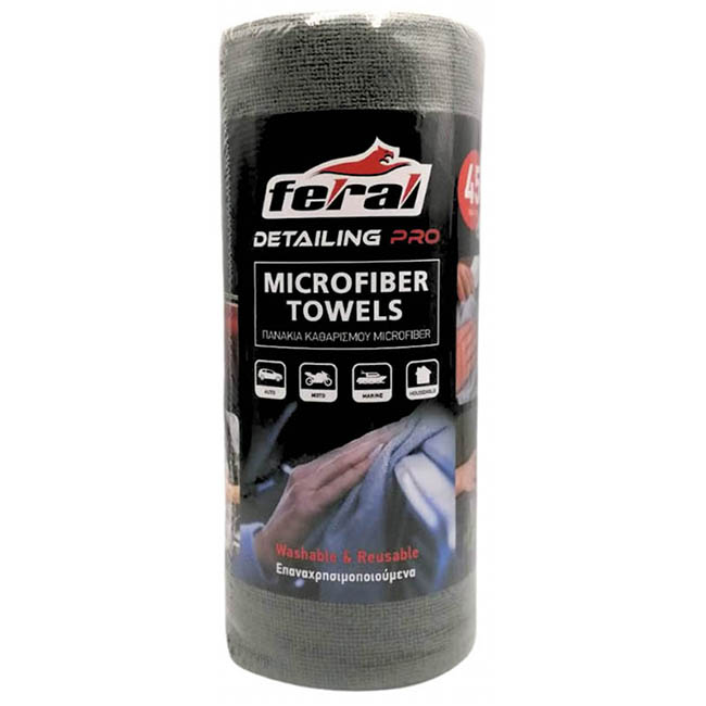 Feral Detailing Pro Επαναχ. Πανάκια Καθαρισμού Microfiber Ρολό 45τμχ 30x30cm