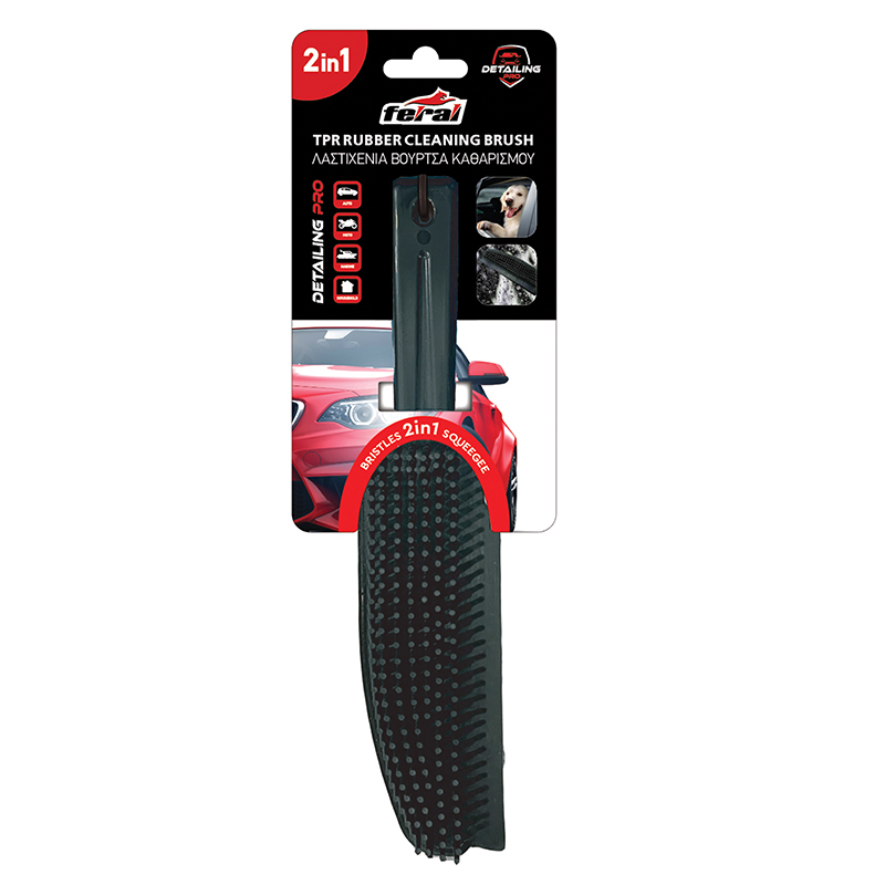 Feral Detailing Pro Rubber Bristle Cleaning Brush 2in1 25×5