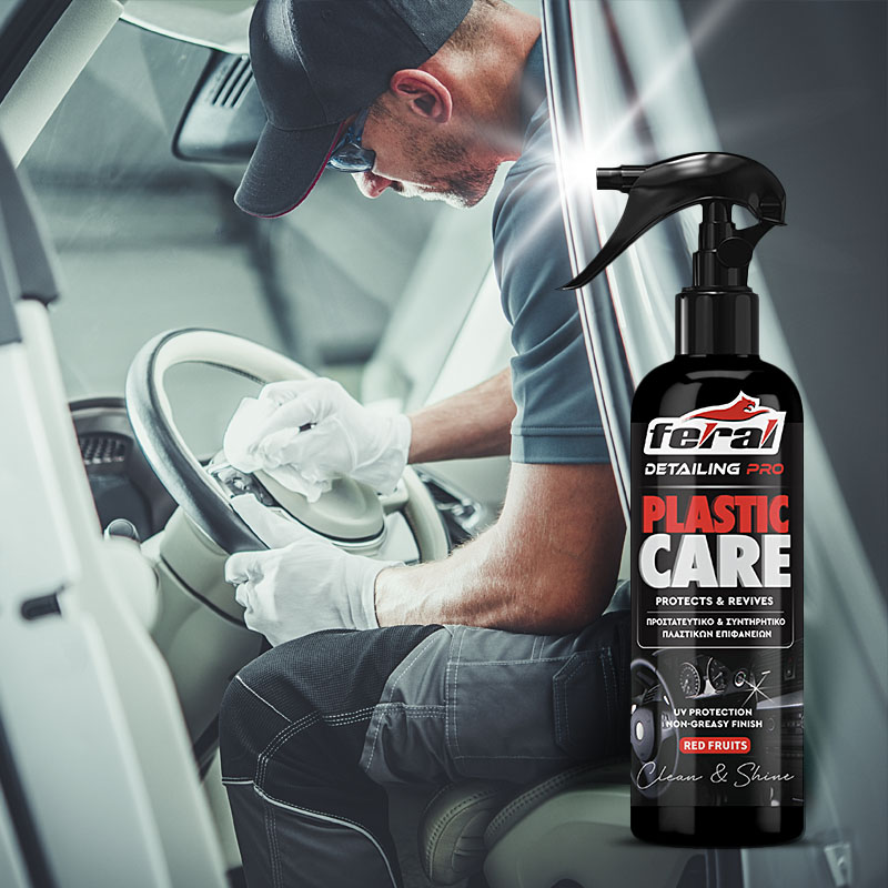 Rear view of a young man using detergent for and microfiber clot